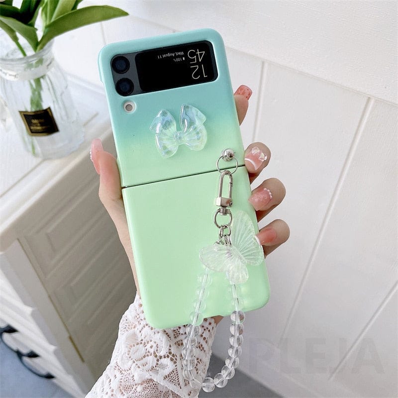 Cute Pastel Butterfly Bracelet Phone Case Samsung Galaxy Z Flip 3 For Z Flip 3 Teal Phone Cases & Covers The Kawaii Shoppu