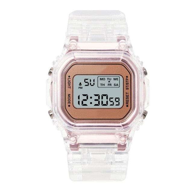 Cute Pastel Digital Watch Transparent - Orange 3C The Kawaii Shoppu