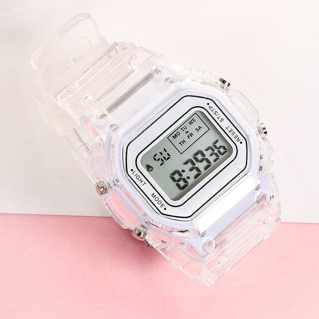 Cute Pastel Digital Watch Transparent - Silver 3C The Kawaii Shoppu