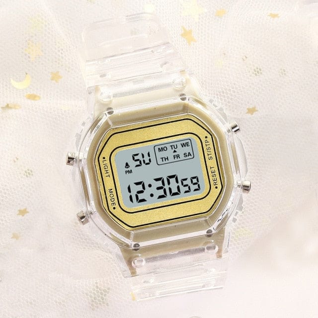 Cute Pastel Digital Watch Transparent - Yellow 3C The Kawaii Shoppu