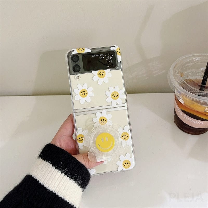 Cute Smile Sunflower Bracelet Phone Case Samsung Galaxy Z Flip 3 For Z Flip 3 With Phone Grip Phone Cases & Covers The Kawaii Shoppu