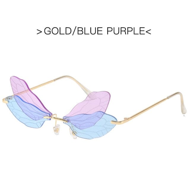 DragonFly Sunglasses Gold / Blue Purple Accessory The Kawaii Shoppu