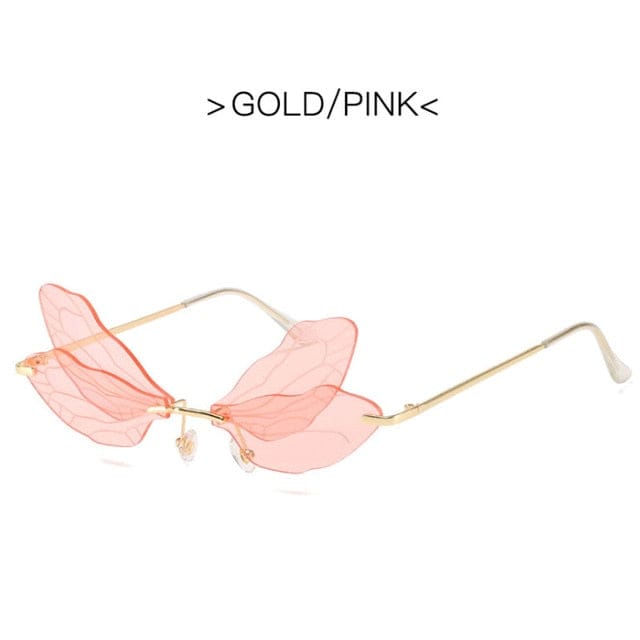 DragonFly Sunglasses Gold / Pink Accessory The Kawaii Shoppu