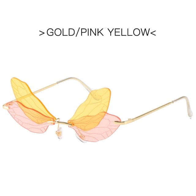 DragonFly Sunglasses Gold / Pink Yellow Accessory The Kawaii Shoppu