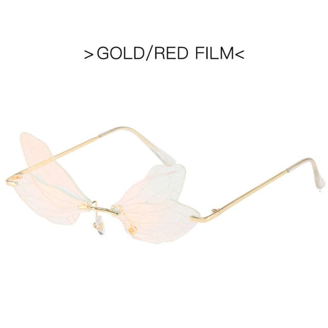 DragonFly Sunglasses Gold / Red Film Accessory The Kawaii Shoppu