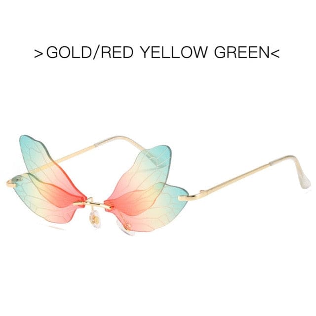 DragonFly Sunglasses Gold / Red Yellow Green Accessory The Kawaii Shoppu