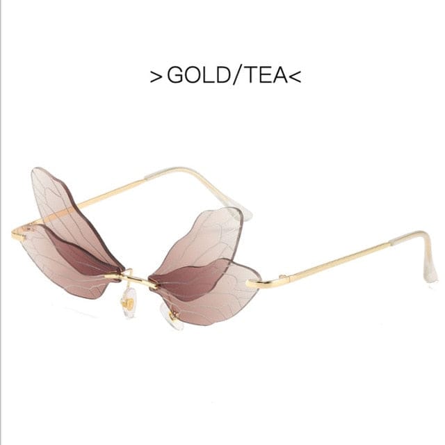 DragonFly Sunglasses Gold / Tea Accessory The Kawaii Shoppu