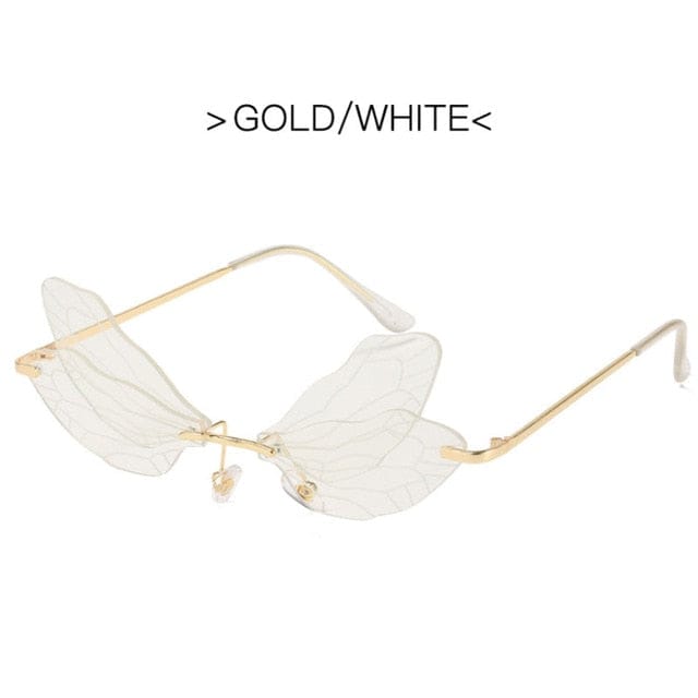 DragonFly Sunglasses Gold / White Accessory The Kawaii Shoppu