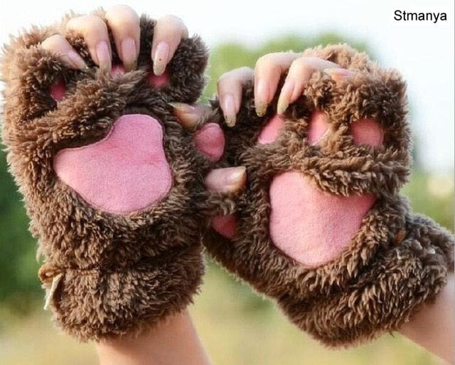 Fluffy Cat Paw Gloves Coffee Fashion The Kawaii Shoppu