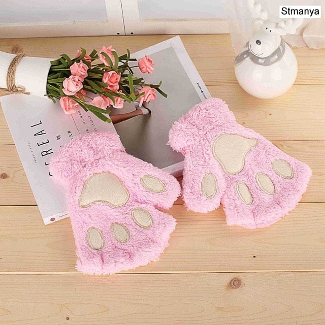 Fluffy Cat Paw Gloves Pink Fashion The Kawaii Shoppu