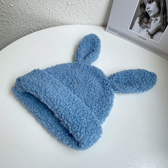 Fluffy Rabbit Ears Wooly Hat blue Clothing and Accessories The Kawaii Shoppu