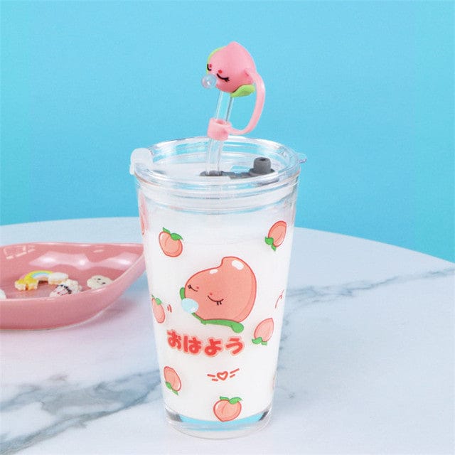 Fresh n Peachy Heat Resistant Glass Cup with Straw – The Kawaii Shoppu