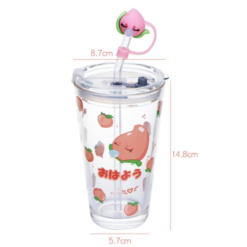 Cute Strawberry And Peach Glass Cup PN3463