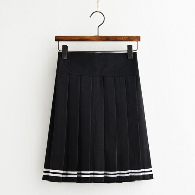 Japanese Harajuku Style Pleated Skirt black white S Fashion The Kawaii Shoppu
