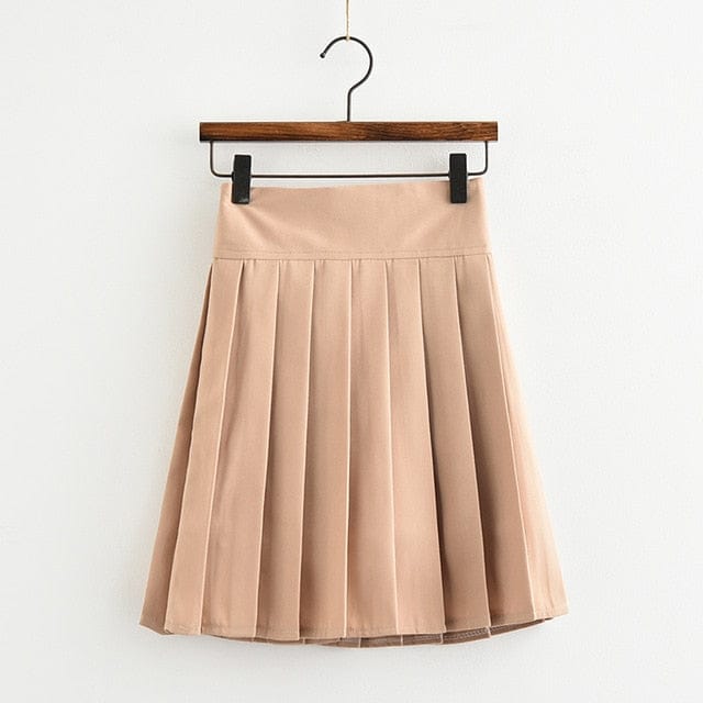 Japanese Harajuku Style Pleated Skirt Khaki S Fashion The Kawaii Shoppu