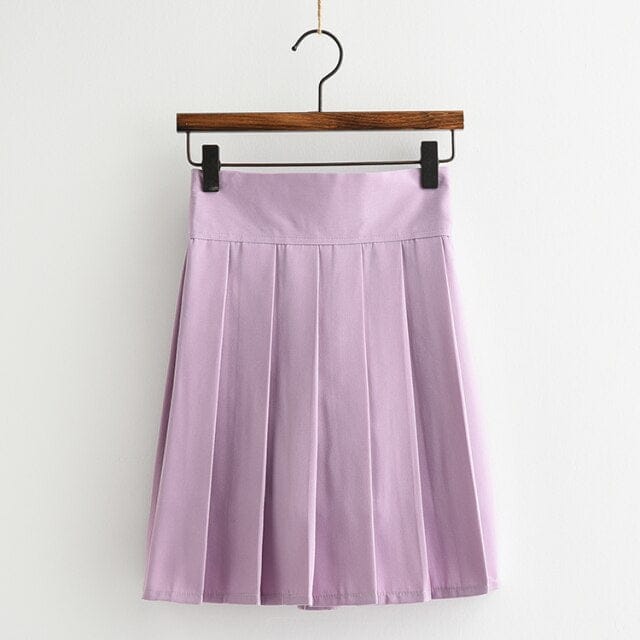 Japanese Harajuku Style Pleated Skirt light purple S Fashion The Kawaii Shoppu