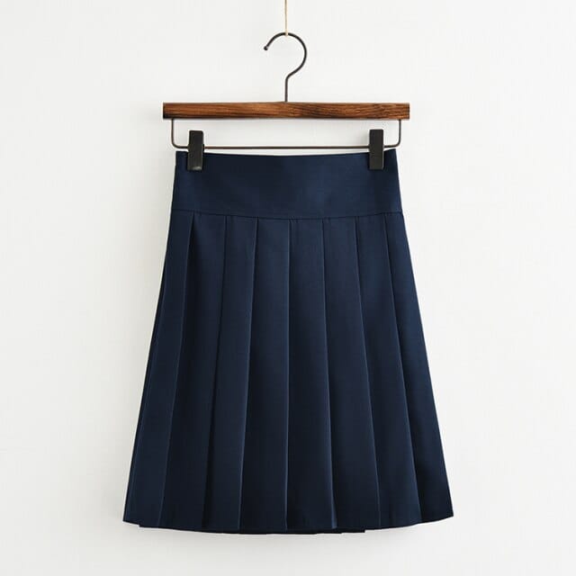 Japanese Harajuku Style Pleated Skirt navy blue S Fashion The Kawaii Shoppu