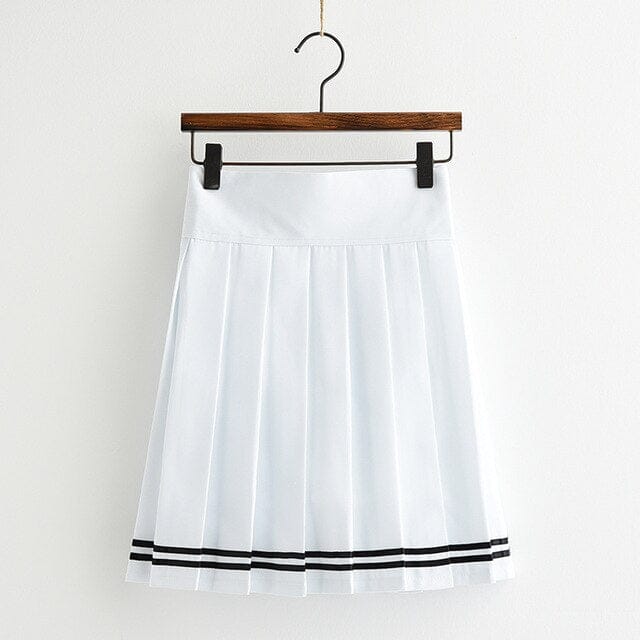 Japanese Harajuku Style Pleated Skirt white black S Fashion The Kawaii Shoppu