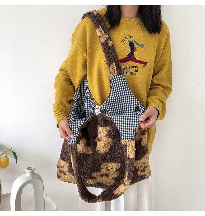 Kawaii Bear Cozy Shopping Tote Bag Bags The Kawaii Shoppu
