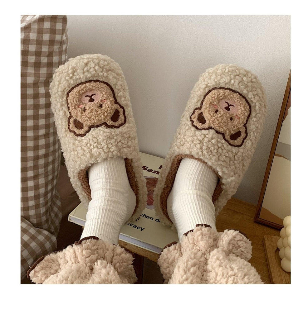 Kawaii Bear Fluffy Cute Slippers Shoes The Kawaii Shoppu