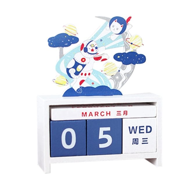 Kawaii Blocks Wooden Desk Calendar Blue Decor The Kawaii Shoppu