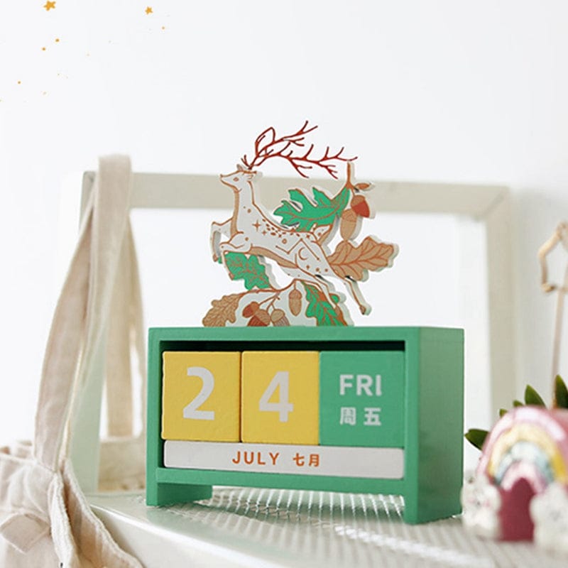 YUUFUU Wooden Perpetual Desk Calendar Blocks, Cute Desk