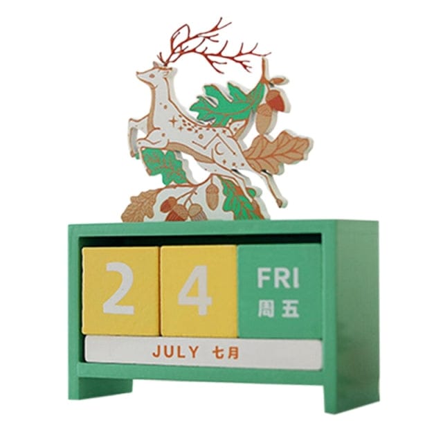Kawaii Blocks Wooden Desk Calendar Green Decor The Kawaii Shoppu