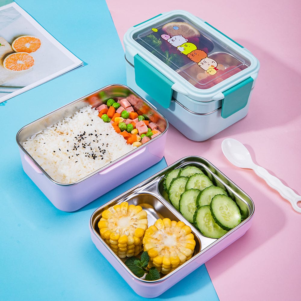 Stainless Steel Cute Lunch Box with Lunch Bag and Tableware