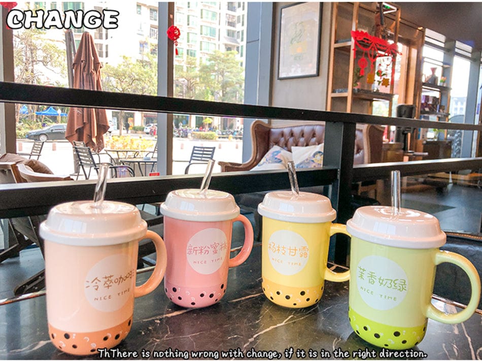 Kawaii Ceramic Coffee Boba Mug null The Kawaii Shoppu