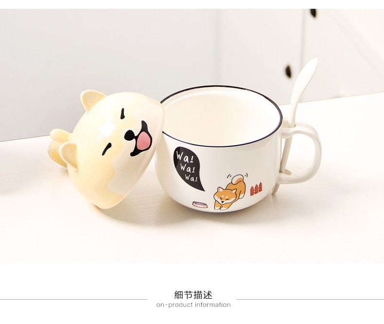 Kawaii Ceramic Pet Mug with Cover and Spoon 350ml null The Kawaii Shoppu