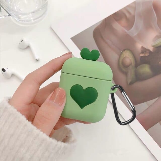 Kawaii Cute Airpods Case Green Heart Accessory The Kawaii Shoppu