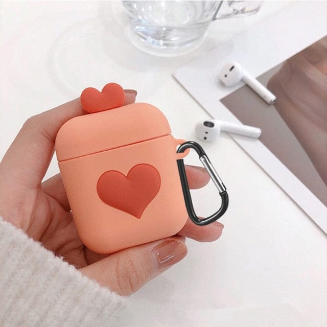 Kawaii Cute Airpods Case Orange Heart Accessory The Kawaii Shoppu
