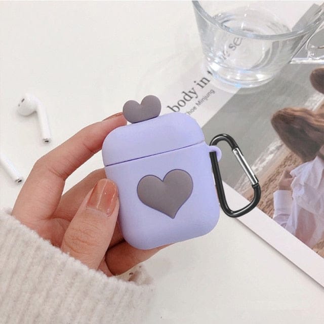 Kawaii Cute Airpods Case Purple Heart Accessory The Kawaii Shoppu