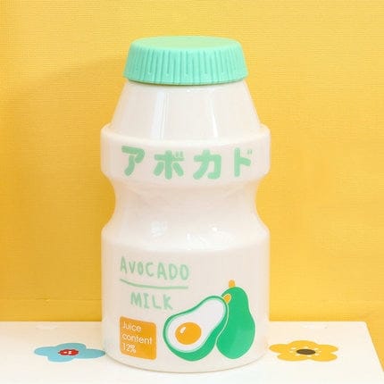 Kawaii Cute Fruity Milk Water Bottle 401-500ml Milk Avocado Bottle The Kawaii Shoppu