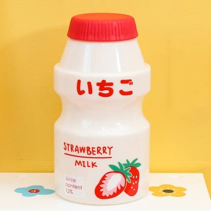 Kawaii Cute Fruity Milk Water Bottle 401-500ml Milk Strawberry Bottle The Kawaii Shoppu