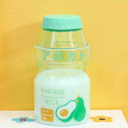 Kawaii Cute Fruity Milk Water Bottle 401-500ml Transparent Avocado Bottle The Kawaii Shoppu