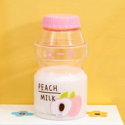 Kawaii Cute Fruity Milk Water Bottle 401-500ml Transparent Peach Bottle The Kawaii Shoppu