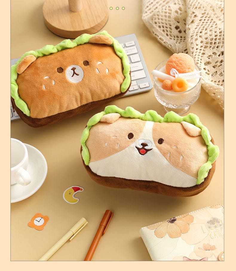 Kawaii Dog Roll Burger Pencil Case Stationery The Kawaii Shoppu