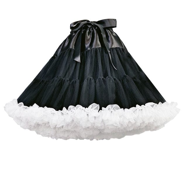 Kawaii Girl Adjustable Draw String Petticoat S - XXL black and white 45cm Clothing and Accessories The Kawaii Shoppu