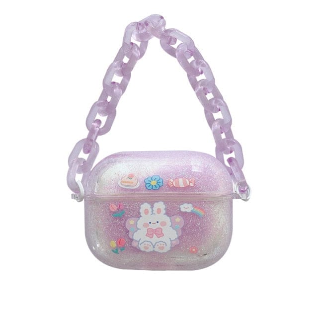 Kawaii Glitter Airpods Case Chains 1/2/Pro Purple Bunny for airpods pro Accessory The Kawaii Shoppu