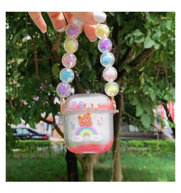 Kawaii Glitter Airpods Case Chains 1/2/Pro Rainbow Bear for airpods 1/2 Accessory The Kawaii Shoppu