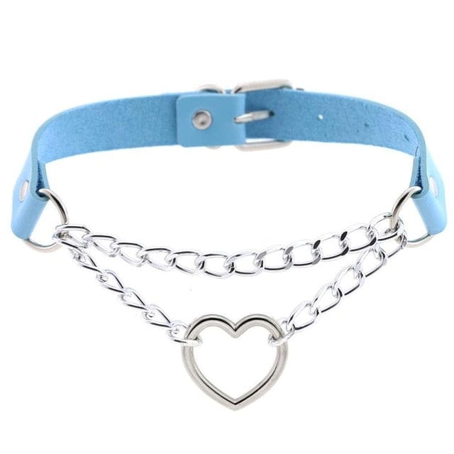 Kawaii Goth Heart Chain Choker | 16 Colours light blue null The Kawaii Shoppu