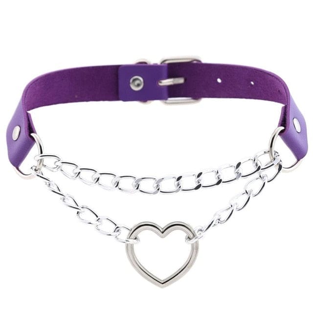 Kawaii Goth Heart Chain Choker | 16 Colours purple null The Kawaii Shoppu