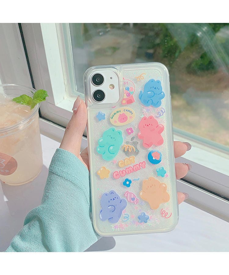 Kawaii Jelly Bear Glitter Dynamic Quicksand Liquid iPhone Case Accessory The Kawaii Shoppu