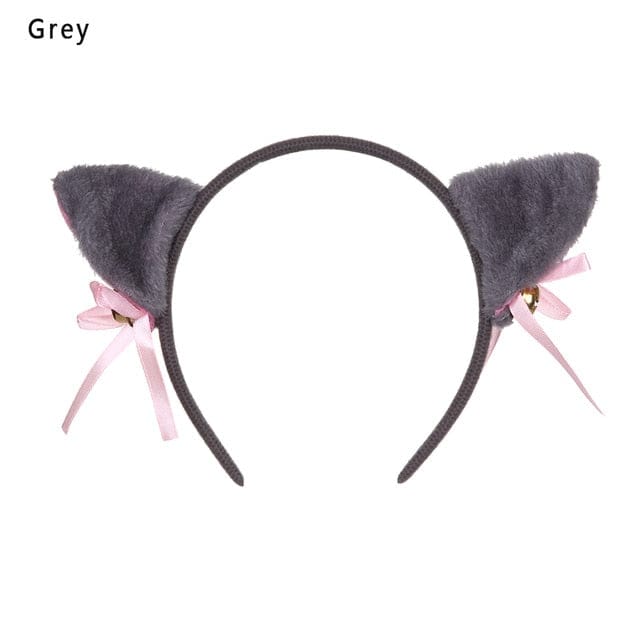 Kawaii Plush Cat Ears 1-grey Accessory The Kawaii Shoppu