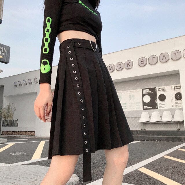Kawaii Punk Mini Skirt Black skirt 4XL Fashion The Kawaii Shoppu