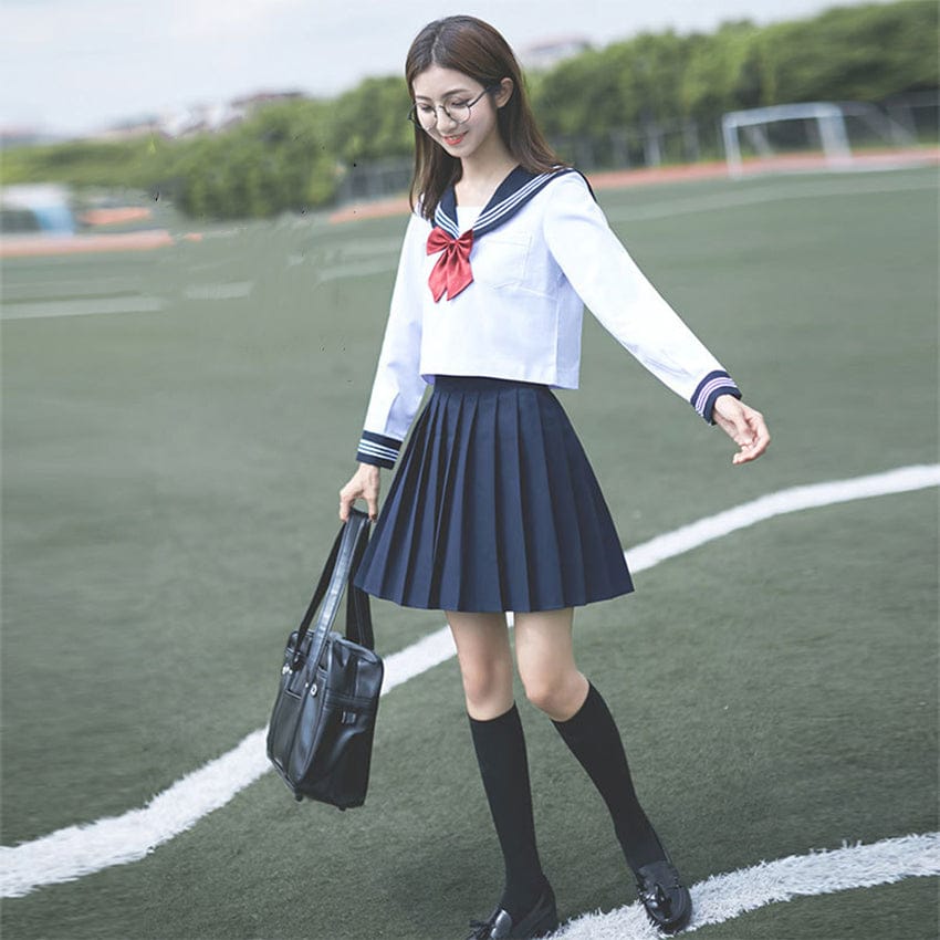 Kawaii Sailor Girl Two Piece - Shirt & Skirt S - XXXXL Long Sleeve Set 4XL Fashion The Kawaii Shoppu