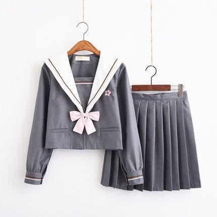 Kawaii Sakura Sailor Set Long sleeve gray XXL Fashion The Kawaii Shoppu