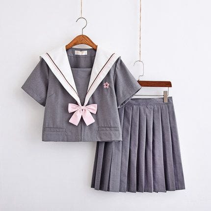 Kawaii Sakura Sailor Set Short sleeve gray XL Fashion The Kawaii Shoppu