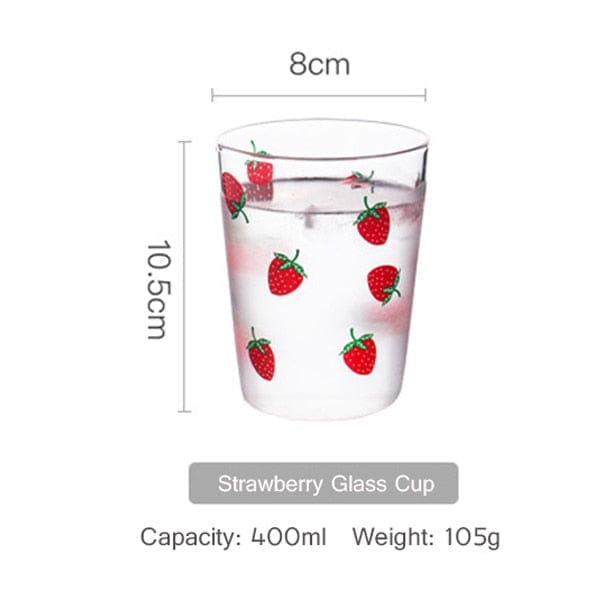 Kawaii Strawberry Glass Water Cup Heat-Resisting Water Pot Milk